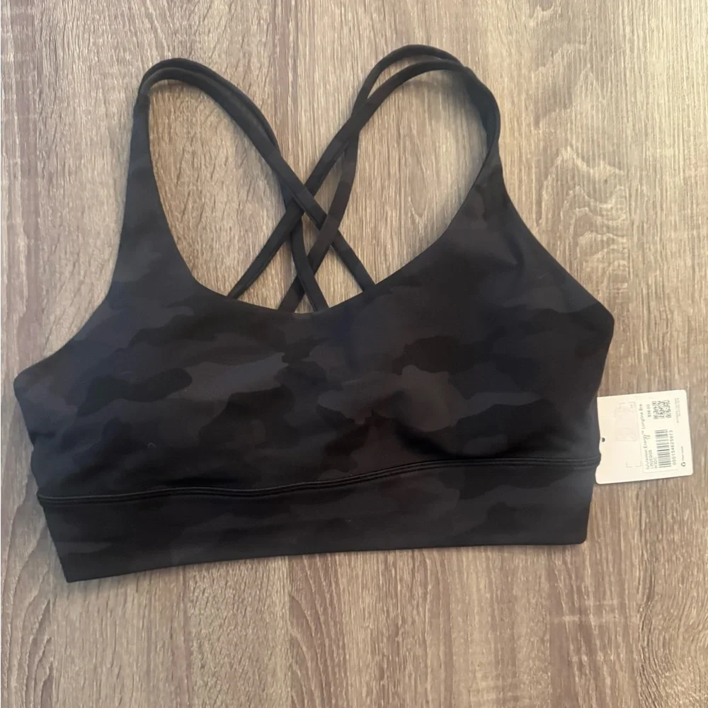 Lululemon Black Camouflage Energy Longline Sports Bra. Size 12. - Picture 10 of 15